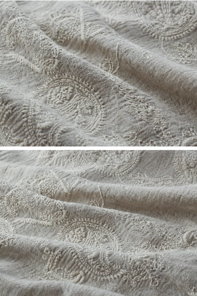 Cotton and linen fabric, cashew flower pattern cotton and linen fabric-