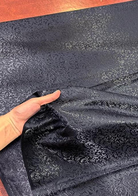 Black color brocade fabric with black wheat  pattern, brocade fabric, jacquard fabric