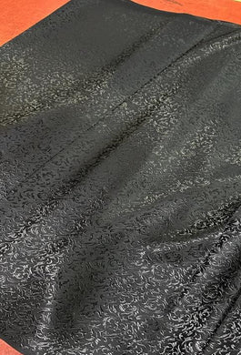 Black color brocade fabric with black wheat  pattern, brocade fabric, jacquard fabric