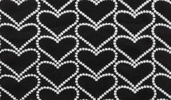 3 Color thicken cottonf abric, black/grey/purple clor fabric, embroidered heart style fabirc, by the yard