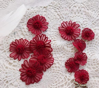 Wine red color daisy flower, daisy patch,for 5 pcs