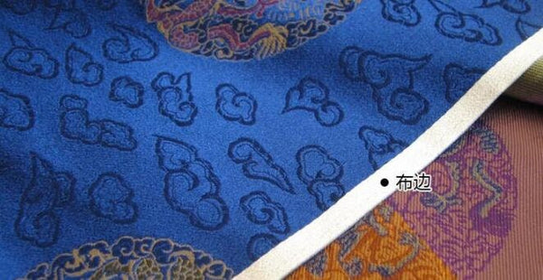 Blue color brocade fabric, dragon jacquard brocade fabric, by the yard