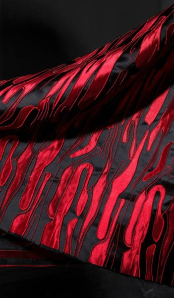 Red and black color jcquard fabric, 3D jacquard fabric, texture fabric, designer fabric, by the yard