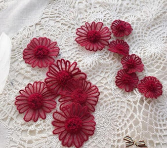 Wine red color daisy flower, daisy patch,for 5 pcs