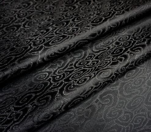 Black brocade fabric, jacquard fabric, clouds fabric, Chinese fabric, by the yard