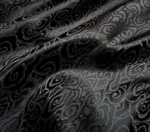 Black brocade fabric, jacquard fabric, clouds fabric, Chinese fabric, by the yard