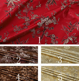 5 Color Bamboo and plum blossom brocade fabric, jacquard fabric, suit dress, cosplay dress fabric, by the yard