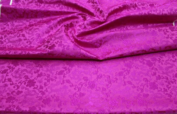 Rose red color brocade fabric, jacquard fabric, dragon style brocade fabric, cosplay dress fabric, by the yard