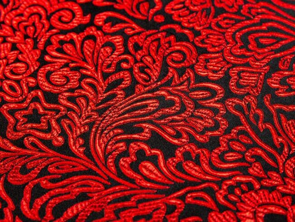 5 Color Brocade fabric, Black red/dark green/black gold color flower pattern brocade fabric, jacquard fabric, by the yard