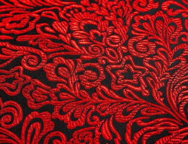 5 Color Brocade fabric, Black red/dark green/black gold color flower pattern brocade fabric, jacquard fabric, by the yard