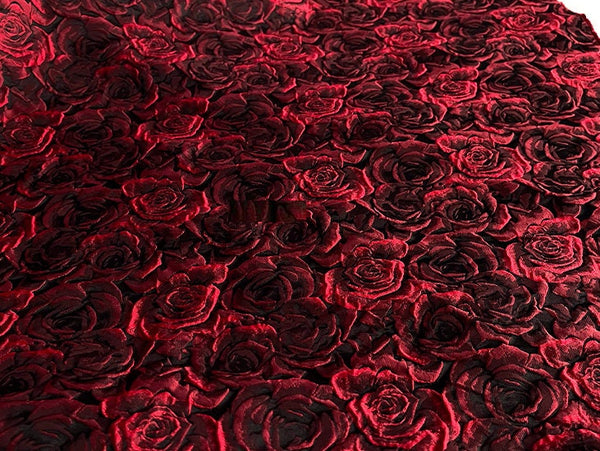 ON SALE, Black color jacquard fabric with red rose style, fashion  jacquard fabric, fabric by the yard