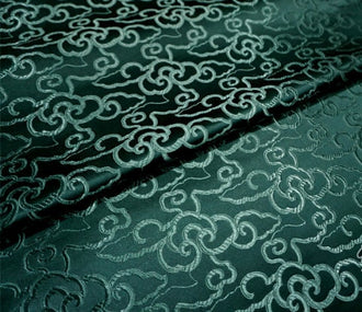 Hunter green color brocade fabric jacquard fabric, by the yard