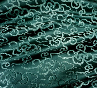 Hunter green color brocade fabric jacquard fabric, by the yard