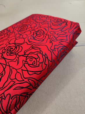 Red color rose style brocade fabric, jacquard brocade fabric, costume dress fabric, by the yard