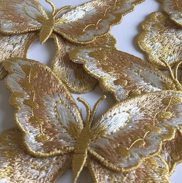 High quality double-layer 3D butterfly golden embroidery fabric patch dress Hanfu decorative patch hand sewing on