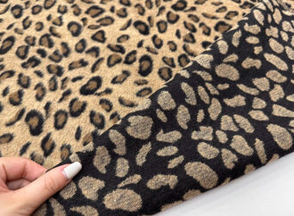 Brown yellow leopard print, smooth wool blend, woolen fabric, coat, cape fabric