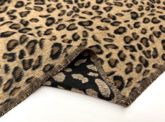 Brown yellow leopard print, smooth wool blend, woolen fabric, coat, cape fabric