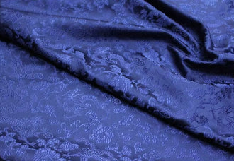 Navy blue color dragon brocade fabric, jacquard brocade fabric, by the yard