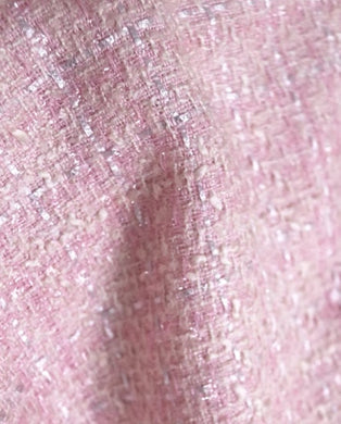 Pink white color fabric, woven tweed fabric, Autumn fabric, by the yard