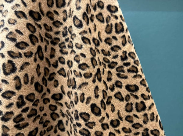 Brown yellow leopard print, smooth wool blend, woolen fabric, coat, cape fabric