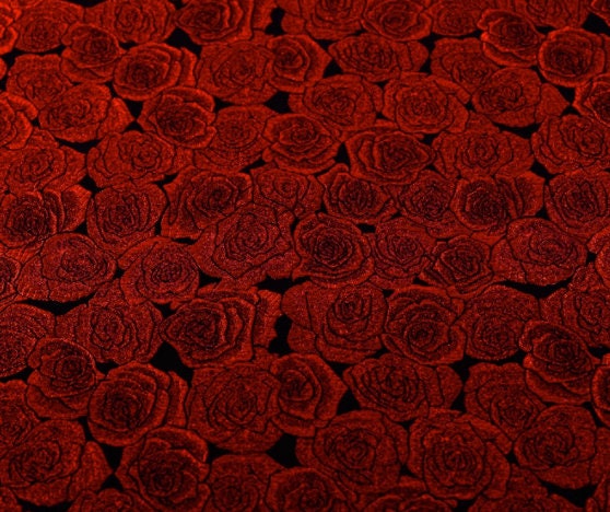 Black red color brocade fabric with rose pattern, jacquard fabric, cosplay dress fabric, by the yard