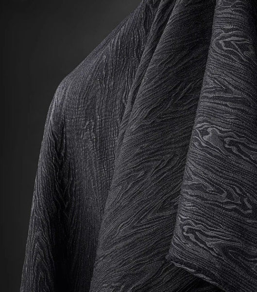 ON SALE, Black wood patterned jacquard fabric texture pattern jacket bag clothing designer fabric Fabric by the yard