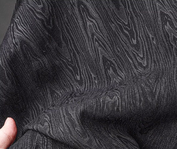 ON SALE, Black wood patterned jacquard fabric texture pattern jacket bag clothing designer fabric Fabric by the yard