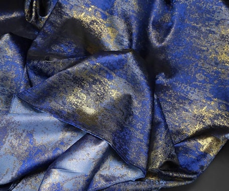 2 color blue gold /dark red gold jacquard fabric, smooth fabric, wedding jacquard fabric, fabric by the yard