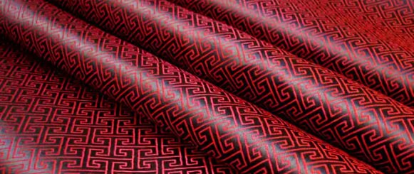 Chinese Traditional Auspicious Patterns Fabric, Black and Red Brocade Fabric, Jacquard Fabric, Lucky Pattern Fabric