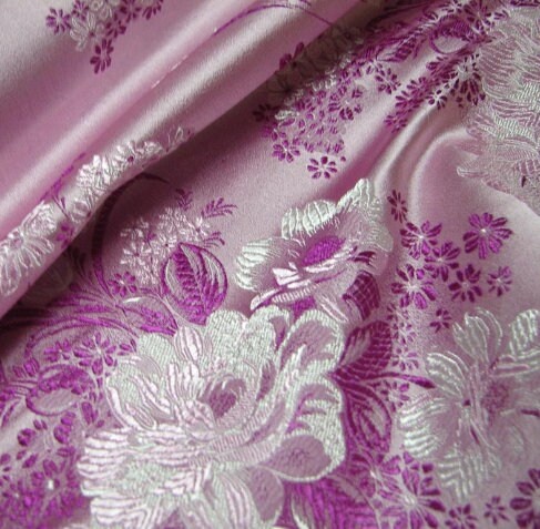 Chinese Traditional Auspicious Patterns Fabric, Light Pink Peony Brocade Fabric, Jacquard Fabric, Lucky Pattern Fabric