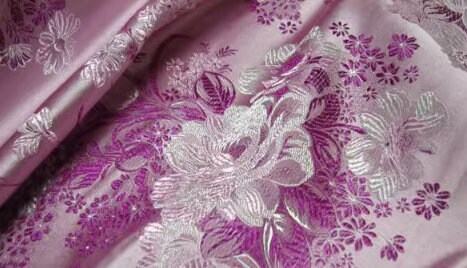 Chinese Traditional Auspicious Patterns Fabric, Light Pink Peony Brocade Fabric, Jacquard Fabric, Lucky Pattern Fabric