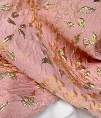 High quality jacquard fabric, pink gold  color jacquard fabric, wedding dress fabric, for jacket dress, by the yard