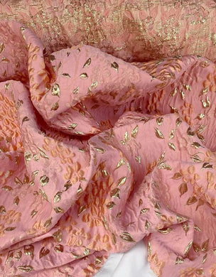 High quality jacquard fabric, pink gold  color jacquard fabric, wedding dress fabric, for jacket dress, by the yard