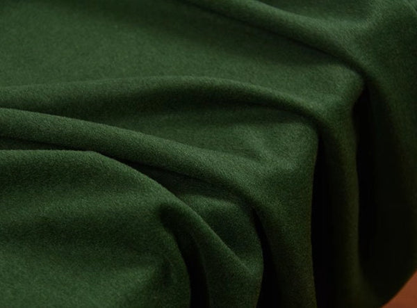 Dark green color wool cashmere fabric, Autumn fabric, by the yard