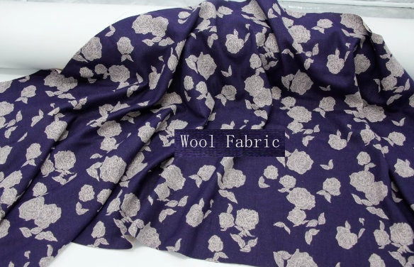 Autumn/Winter fabric purple color with rose flower  wool fabric jacquard wool fabric knitted wool fabric