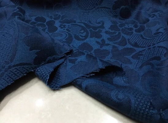 Blue flower jacquard fabric, polyester cotton fashion fabric, windbreaker fabric, by the fabric