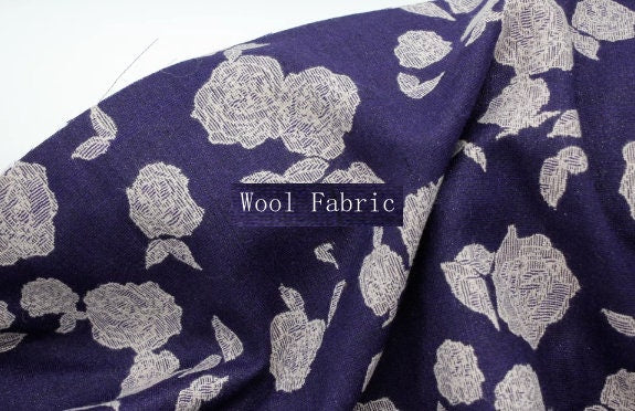 Autumn/Winter fabric purple color with rose flower  wool fabric jacquard wool fabric knitted wool fabric