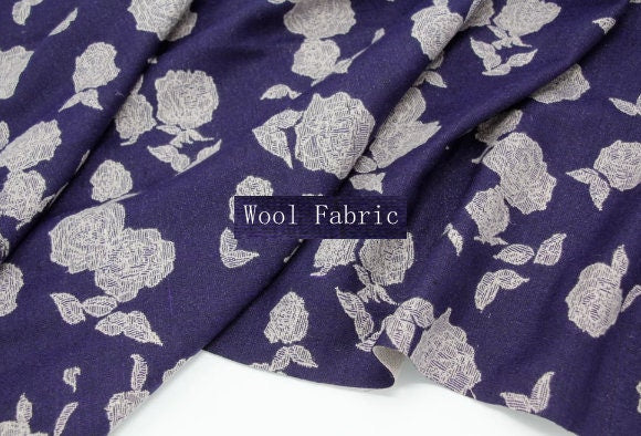 Autumn/Winter fabric purple color with rose flower  wool fabric jacquard wool fabric knitted wool fabric