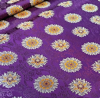 Purple style brocade fabric with flower pattern, jacquard brocade fabric, by the yard