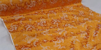 Orange yellow color brocade fabric with dragon pattern, jacquard brocade fabric, by the yard