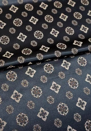 High-quality black color brocade fabric, jacquard brocade fabric, by the yard