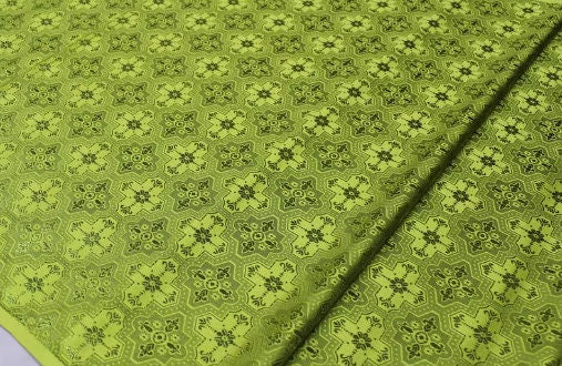 Grass green color brocade fabric, jacquard fabric, by the yard