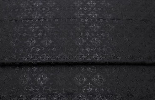 Black/navy blue color brocade fabric, jacquard fabric, by the yard