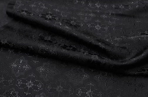 Black/navy blue color brocade fabric, jacquard fabric, by the yard