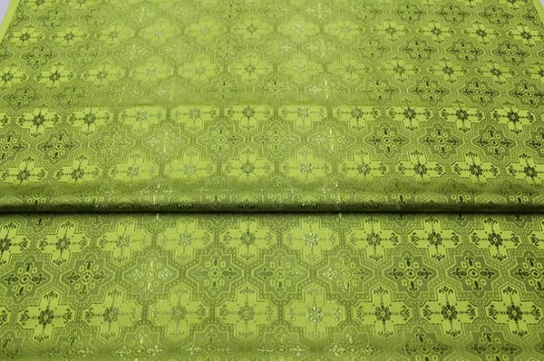 Grass green color brocade fabric, cosplay dress fabric, fabric by the yard