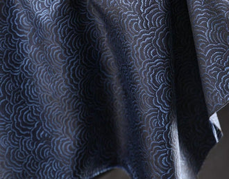 Wide navy blue color water wave brocade fabric, brocade curtains fabric, fabric by the yard