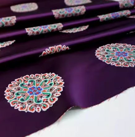 High quality purple brocade fabric, jacquard fabric, Tang-suit dress fabric,  Chinese pattern fabric