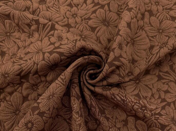 Soft and stretchy fabric, retro brown jacquard fabric, textured flower jacquard fabric, spring/summer dress qipao set fabric