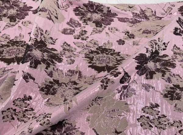 High Quality Dark pink brown fabric, double-sided glossy jacquard fabric, skin friendly and shiny silk jacquard fabric, DIY jacquard