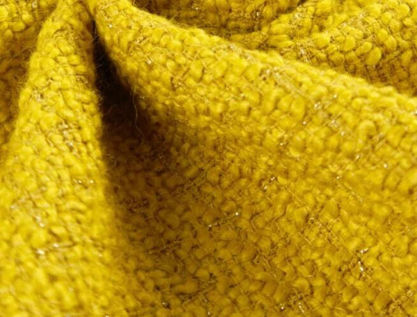 Mustard yellow wool fabric, pure wool gold silk tweed fabric, autumn and winter fabric